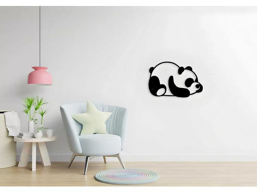 EPIKASA Decoração Metalica Panda 2, Preto, 50X1,5X35 Cm, * Placa De Parede Decorativa