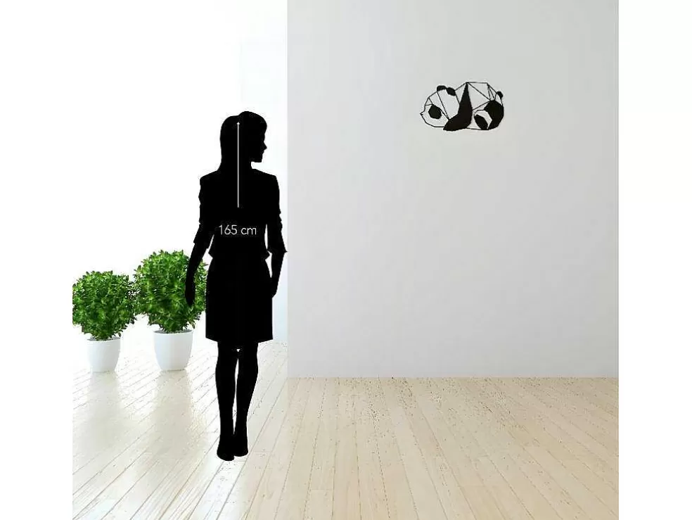 EPIKASA Decoração Metalica Panda 3, Preto, 52X1,5X31 Cm, * Placa De Parede Decorativa