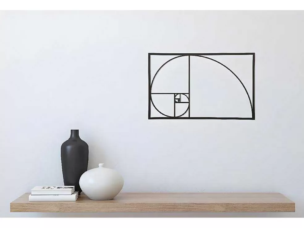 EPIKASA Decoração Metalica Proporcao Aurea, Preto, 53X1,5X35 Cm, * Placa De Parede Decorativa