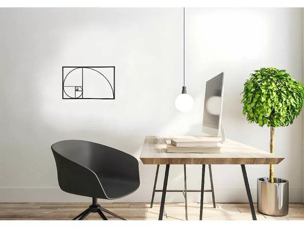 EPIKASA Decoração Metalica Proporcao Aurea, Preto, 53X1,5X35 Cm, * Placa De Parede Decorativa