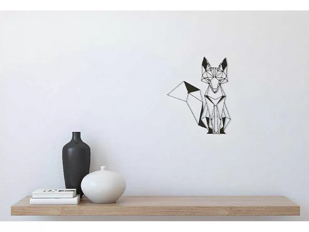 EPIKASA Decoração Metalica Raposa, Preto, 33X1,5X40 Cm, * Placa De Parede Decorativa