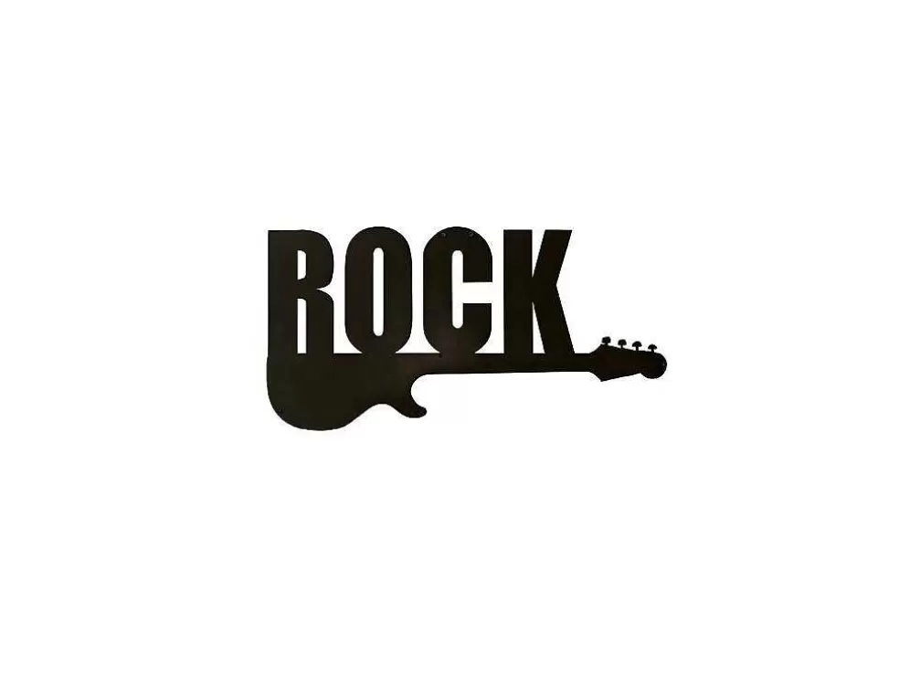 EPIKASA Decoração Metalica Rock 2, Preto, 50X1,5X25 Cm, * Placa De Parede Decorativa