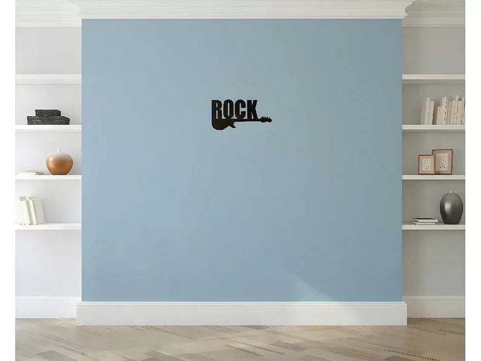 EPIKASA Decoração Metalica Rock 2, Preto, 50X1,5X25 Cm, * Placa De Parede Decorativa