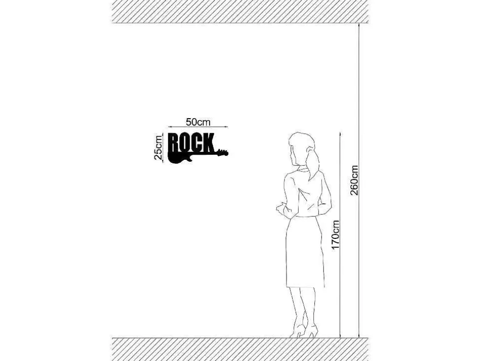 EPIKASA Decoração Metalica Rock 2, Preto, 50X1,5X25 Cm, * Placa De Parede Decorativa