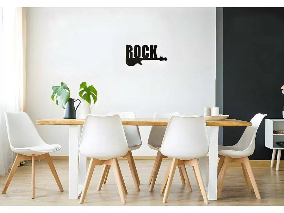 EPIKASA Decoração Metalica Rock 2, Preto, 50X1,5X25 Cm, * Placa De Parede Decorativa