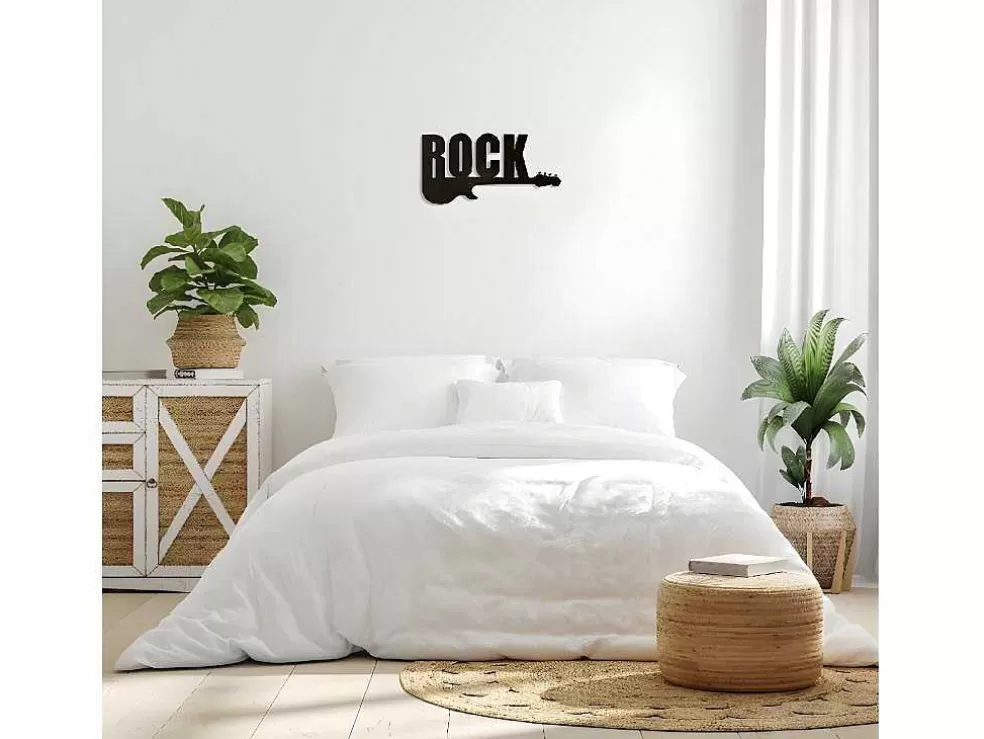 EPIKASA Decoração Metalica Rock 2, Preto, 50X1,5X25 Cm, * Placa De Parede Decorativa