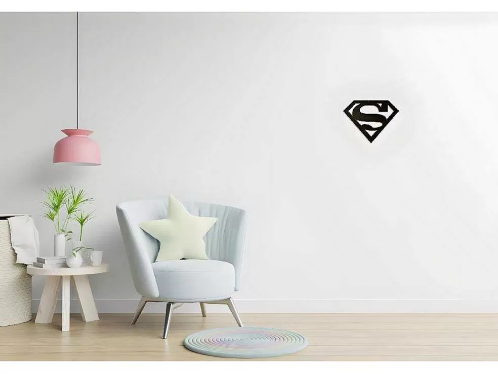 EPIKASA Decoração Metalica Superman, Preto, 40X1,5X31 Cm, * Placa De Parede Decorativa