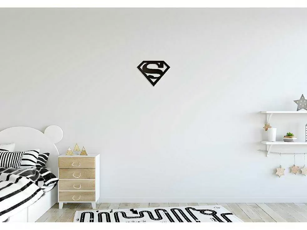 EPIKASA Decoração Metalica Superman, Preto, 40X1,5X31 Cm, * Placa De Parede Decorativa