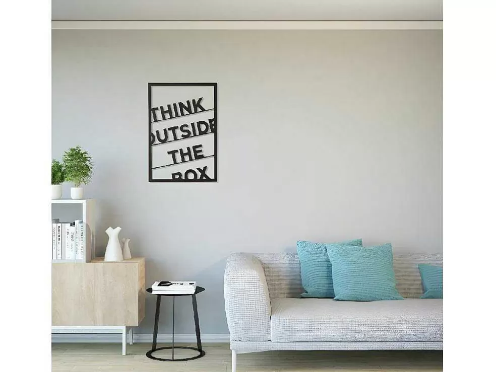 EPIKASA Decoração Metalica Think Outside The Box 2, Preto, 50X1,5X70 Cm, * Placa De Parede Decorativa