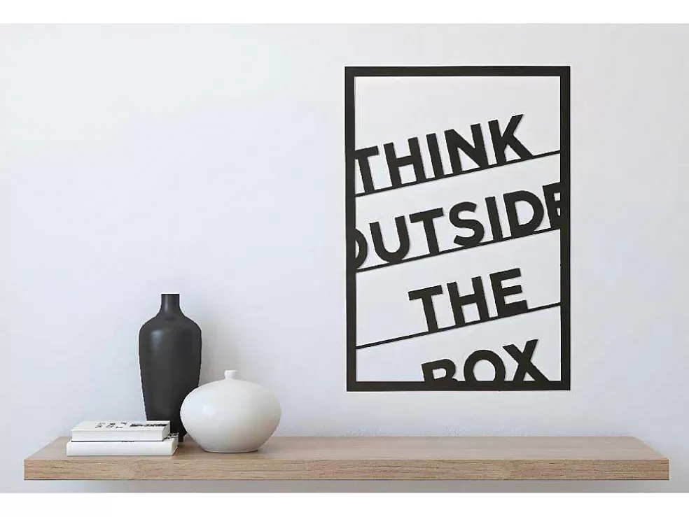 EPIKASA Decoração Metalica Think Outside The Box 2, Preto, 50X1,5X70 Cm, * Placa De Parede Decorativa