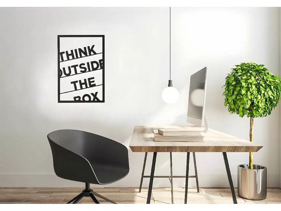 EPIKASA Decoração Metalica Think Outside The Box 2, Preto, 50X1,5X70 Cm, * Placa De Parede Decorativa