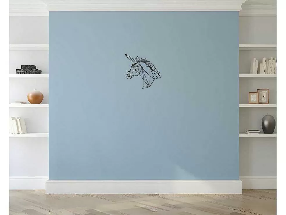 EPIKASA Decoração Metalica Unicornio, Preto, 53X1,5X50 Cm, * Placa De Parede Decorativa