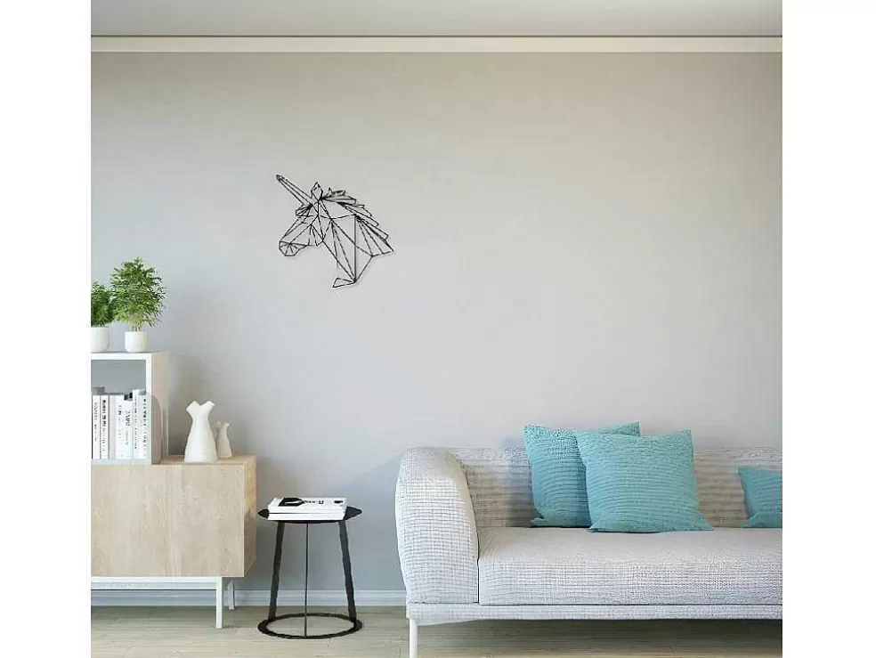 EPIKASA Decoração Metalica Unicornio, Preto, 53X1,5X50 Cm, * Placa De Parede Decorativa