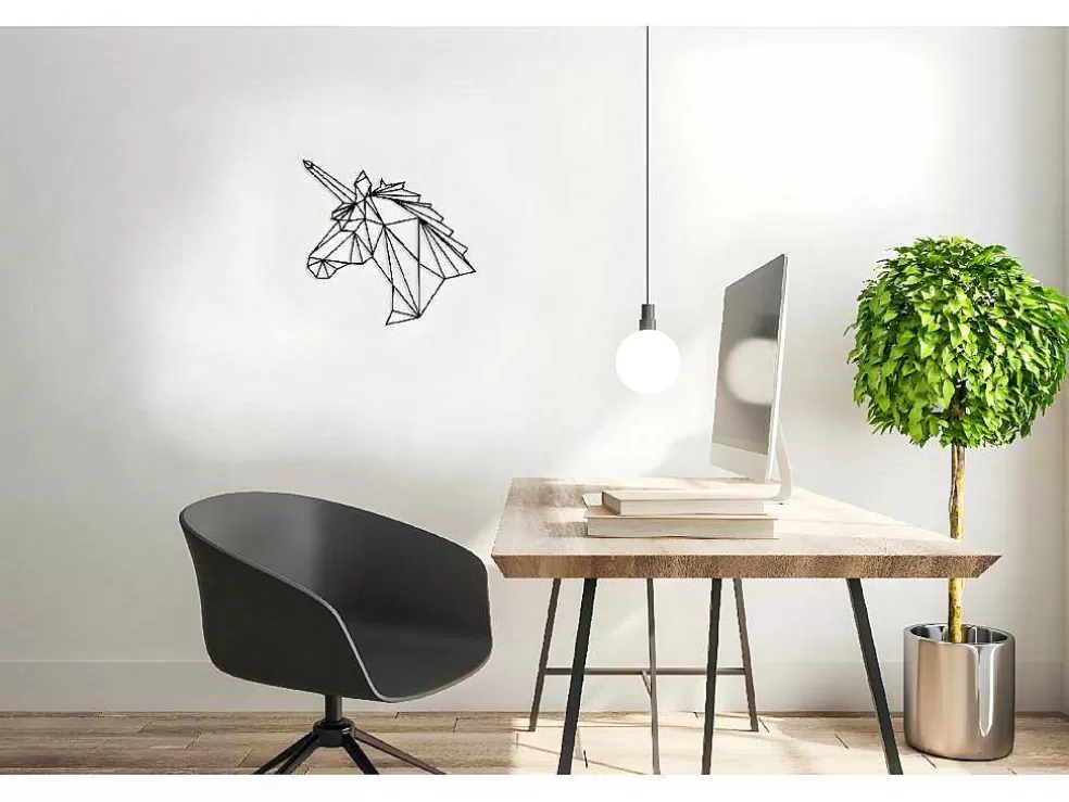 EPIKASA Decoração Metalica Unicornio, Preto, 53X1,5X50 Cm, * Placa De Parede Decorativa