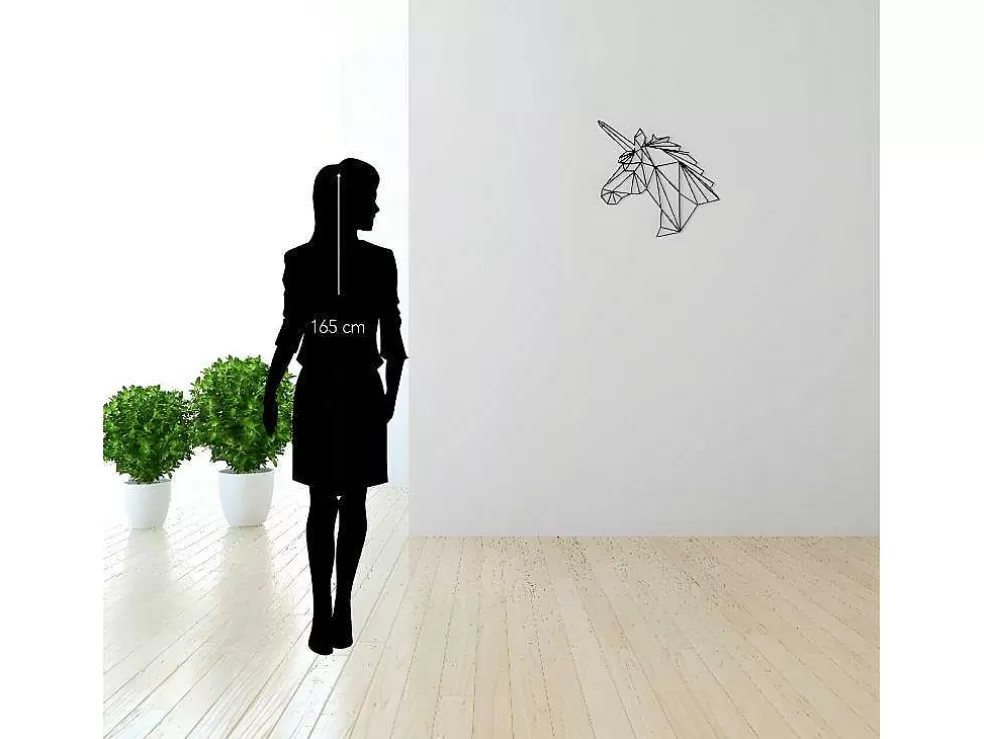 EPIKASA Decoração Metalica Unicornio, Preto, 53X1,5X50 Cm, * Placa De Parede Decorativa