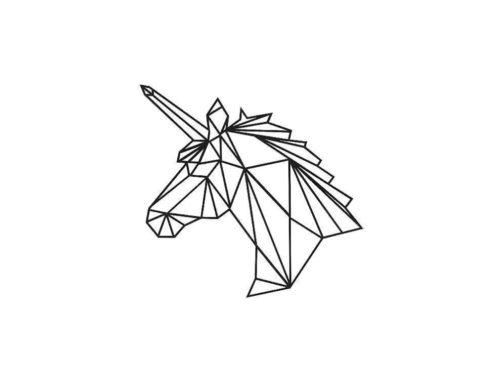 EPIKASA Decoração Metalica Unicornio, Preto, 53X1,5X50 Cm, * Placa De Parede Decorativa