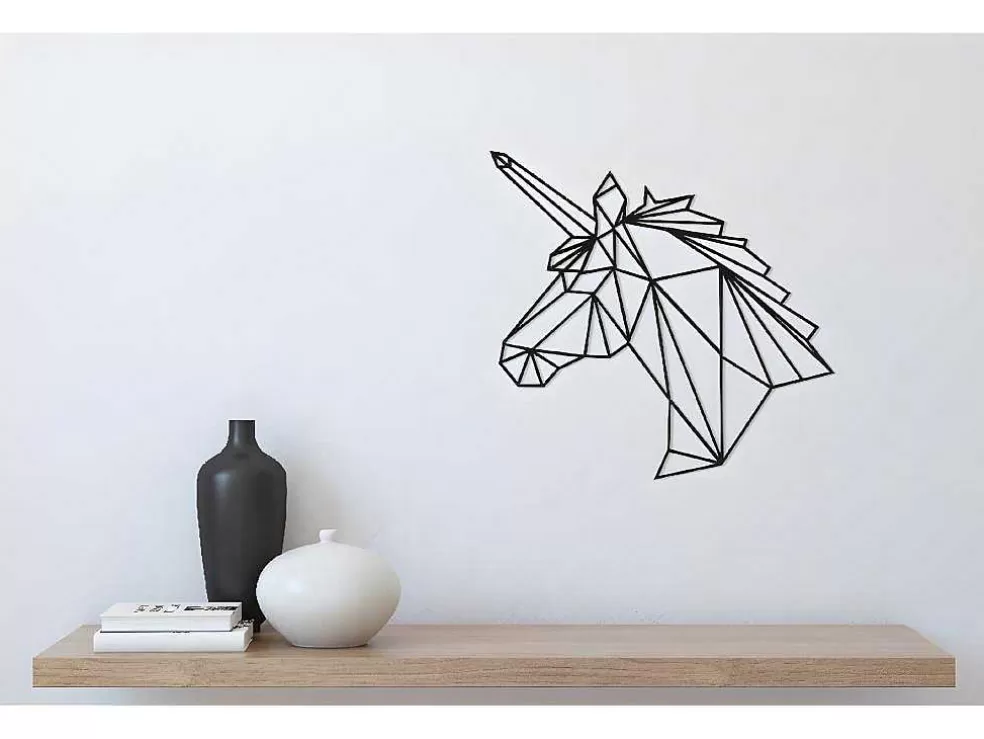 EPIKASA Decoração Metalica Unicornio, Preto, 53X1,5X50 Cm, * Placa De Parede Decorativa