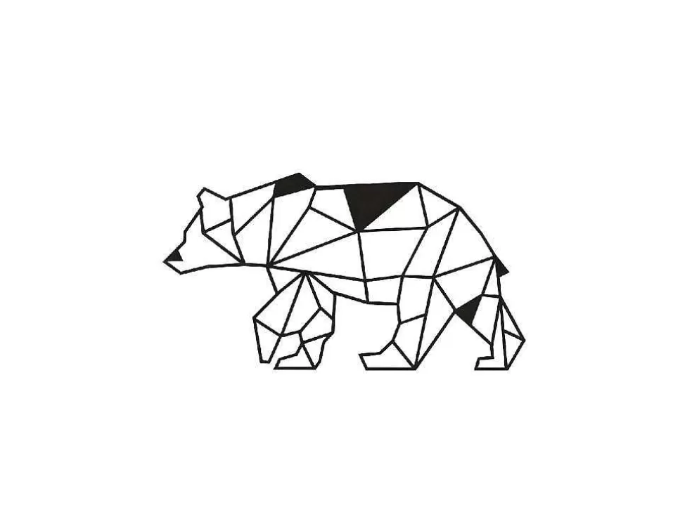 EPIKASA Decoração Metalica Urso 4, Preto, 55X1,5X30 Cm, * Placa De Parede Decorativa