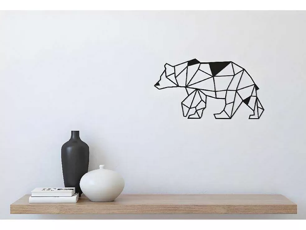 EPIKASA Decoração Metalica Urso 4, Preto, 55X1,5X30 Cm, * Placa De Parede Decorativa