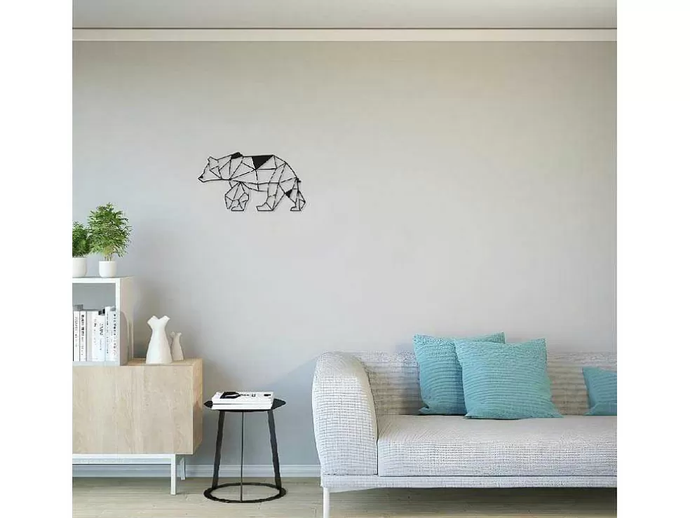 EPIKASA Decoração Metalica Urso 4, Preto, 55X1,5X30 Cm, * Placa De Parede Decorativa