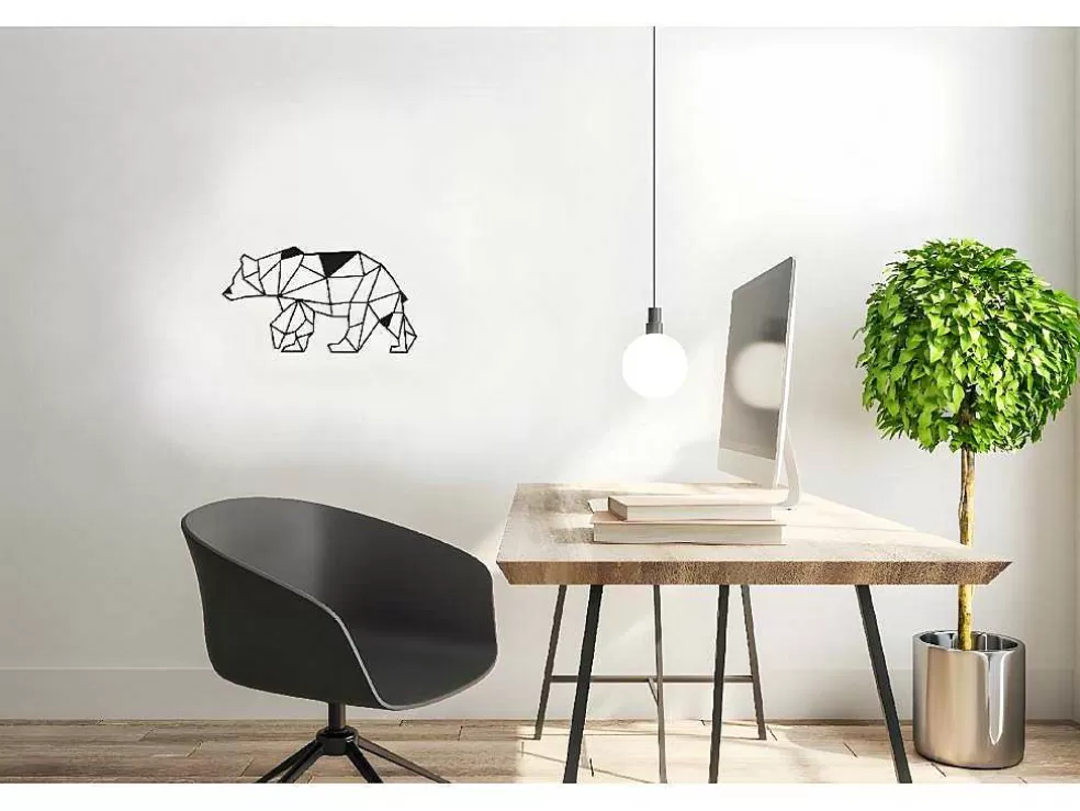 EPIKASA Decoração Metalica Urso 4, Preto, 55X1,5X30 Cm, * Placa De Parede Decorativa