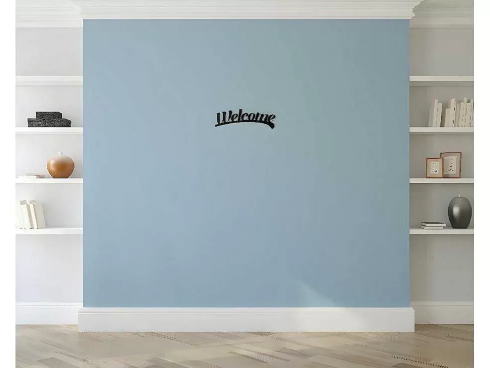EPIKASA Decoração Metalica Welcome 3, Preto, 50X1,5X15 Cm, * Placa De Parede Decorativa