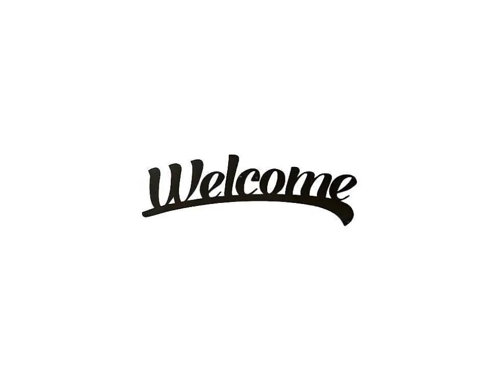 EPIKASA Decoração Metalica Welcome 3, Preto, 50X1,5X15 Cm, * Placa De Parede Decorativa