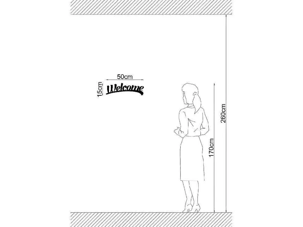 EPIKASA Decoração Metalica Welcome 3, Preto, 50X1,5X15 Cm, * Placa De Parede Decorativa