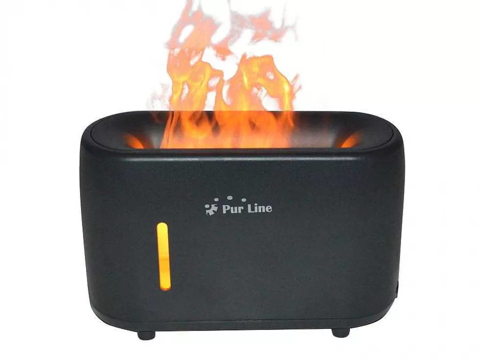 Purline Diffuseur D'Aromes A Ultrasons Avec Effet De Flamme En Noir* Objeto De Decoração Interior