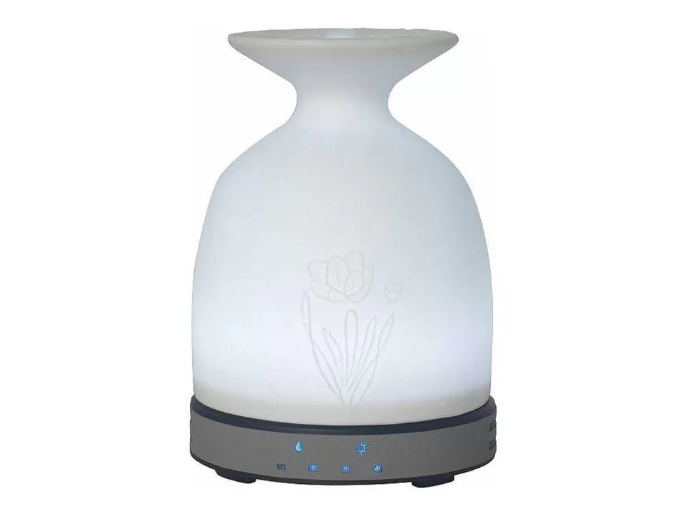 Purline Diffuseur D'Aromes Par Ultrasons 12W Avec Led En Verre Blanc* Objeto De Decoração Interior