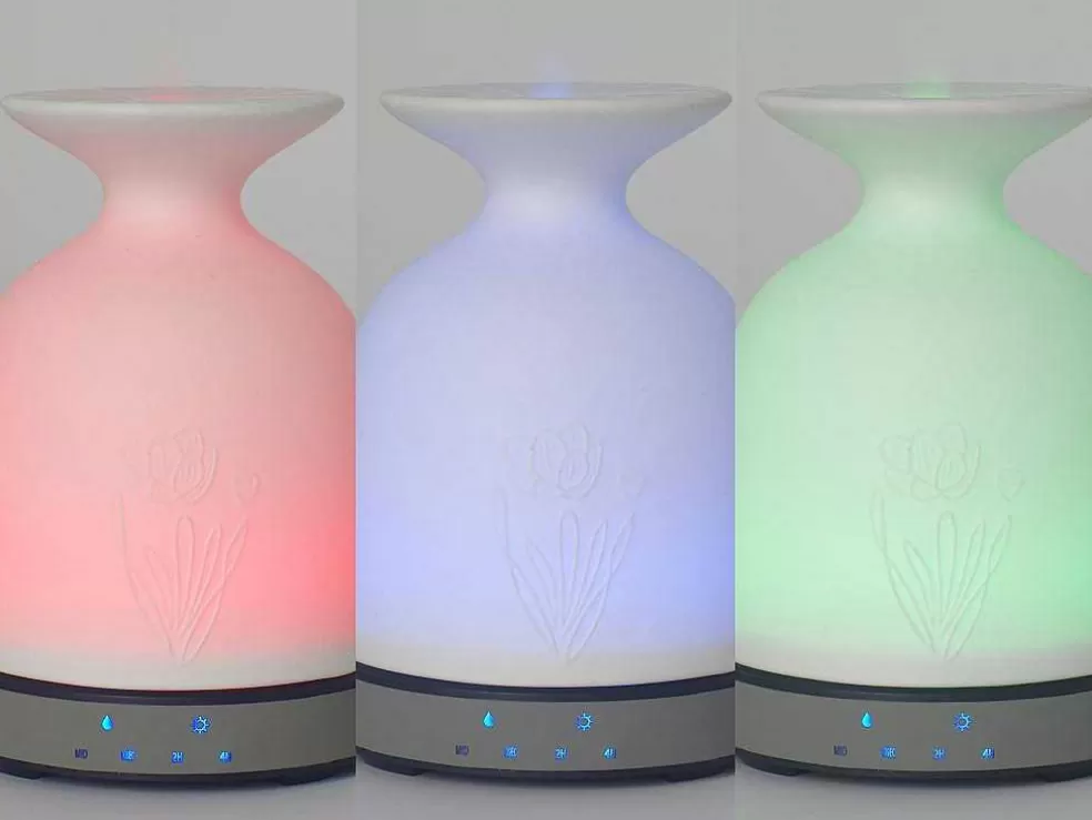 Purline Diffuseur D'Aromes Par Ultrasons 12W Avec Led En Verre Blanc* Objeto De Decoração Interior