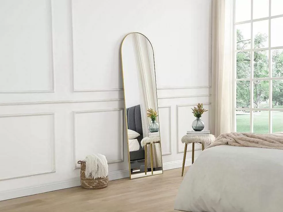 OZAIA Espelho Arqueado De Pousar Em Metal L50 X A170 Cm Dourado - Mailen* Espelhos