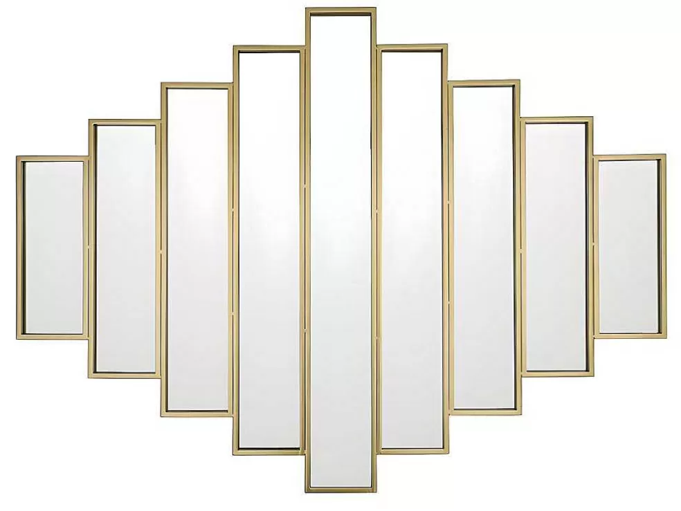 OZAIA Espelho Art Deco Simetrico Em Metal De C. 90 X A. 120 Cm Cor Dourado - Galice* Espelhos