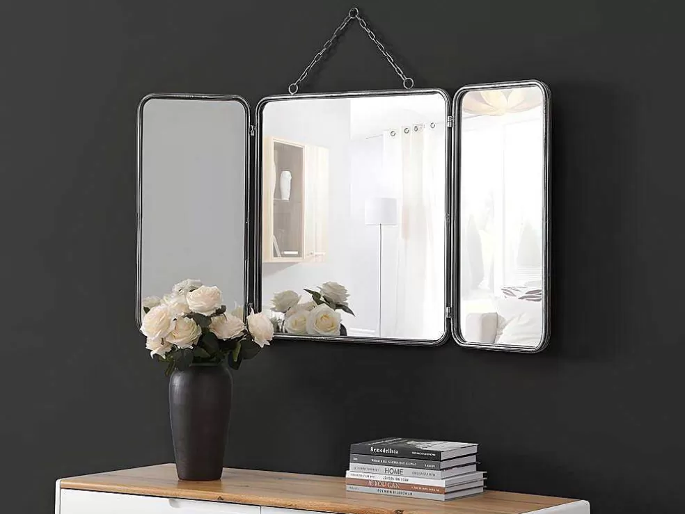 OZAIA Espelho De Barbeiro Vintage De C. 60 X A. 112 Cm Cor Cinza Metalizado - Cerrone* Espelhos