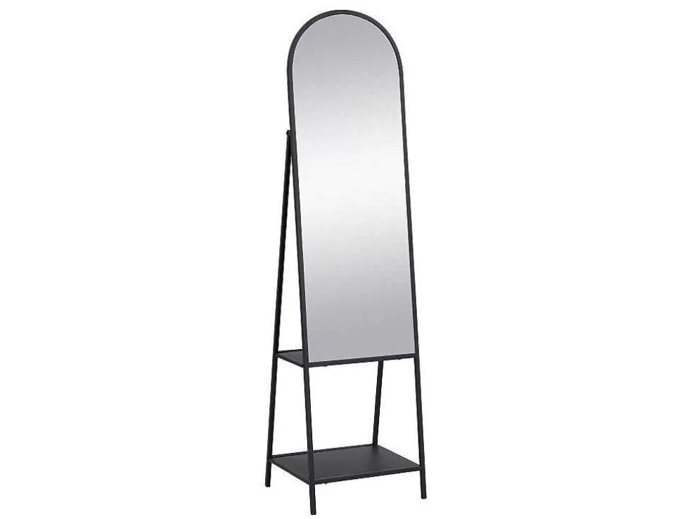 OZAIA Espelho De Chao Com 2 Prateleiras Metal C.46 X L.41 X A.172 Cm Preto - Livio* Espelhos
