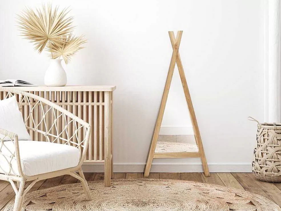 OZAIA Espelho De Criança Estilo Tenda Em Madeira De Mindi De L. 55 X A. 120 Cm Cor Natural - Batam* Espelhos