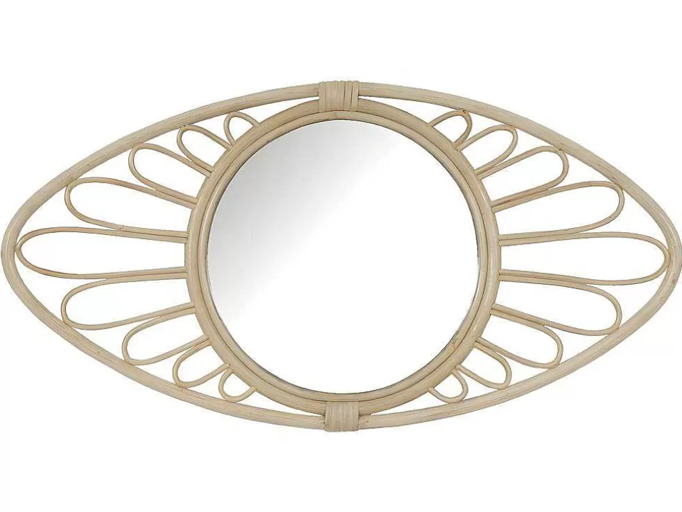 OZAIA Espelho Em Rotim De C60 X A30 Cm Cor Natural - Garel* Espelhos