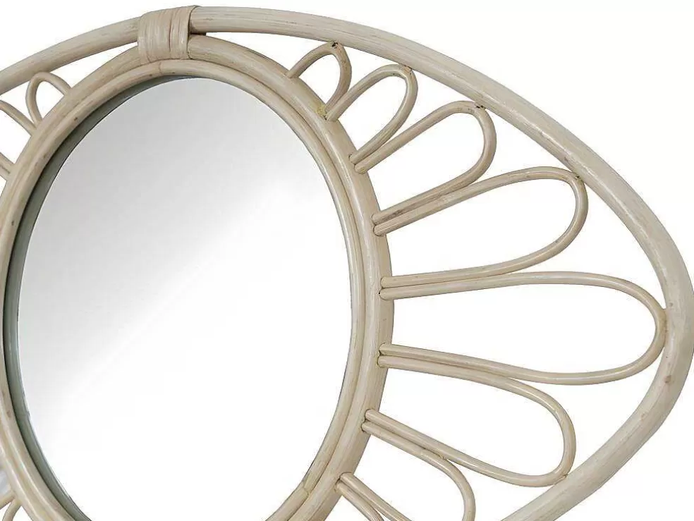 OZAIA Espelho Em Rotim De C60 X A30 Cm Cor Natural - Garel* Espelhos