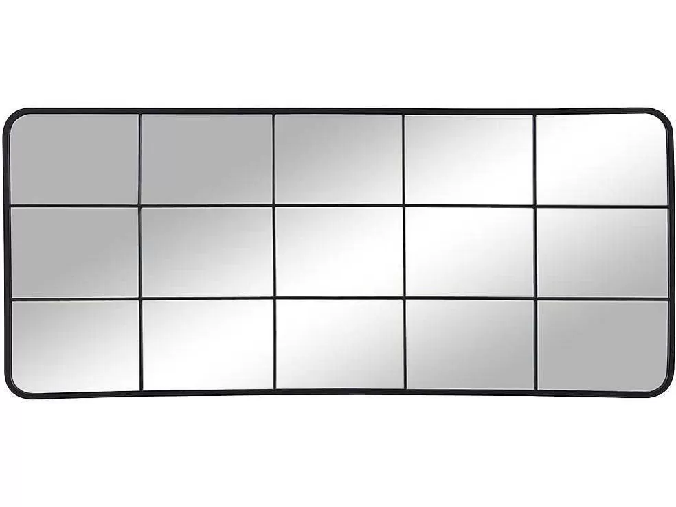 OZAIA Espelho Estilo Janela Industrial Em Metal De C. 60 X A. 140 Cm Cor Preto - Sciara* Espelhos