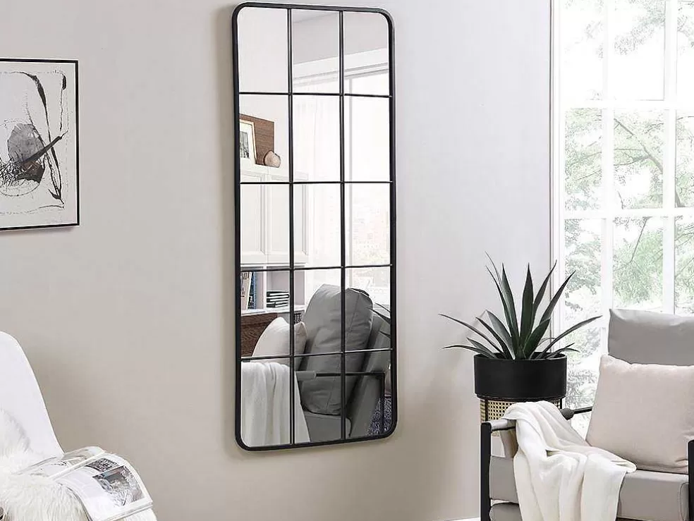 OZAIA Espelho Estilo Janela Industrial Em Metal De C. 60 X A. 140 Cm Cor Preto - Sciara* Espelhos