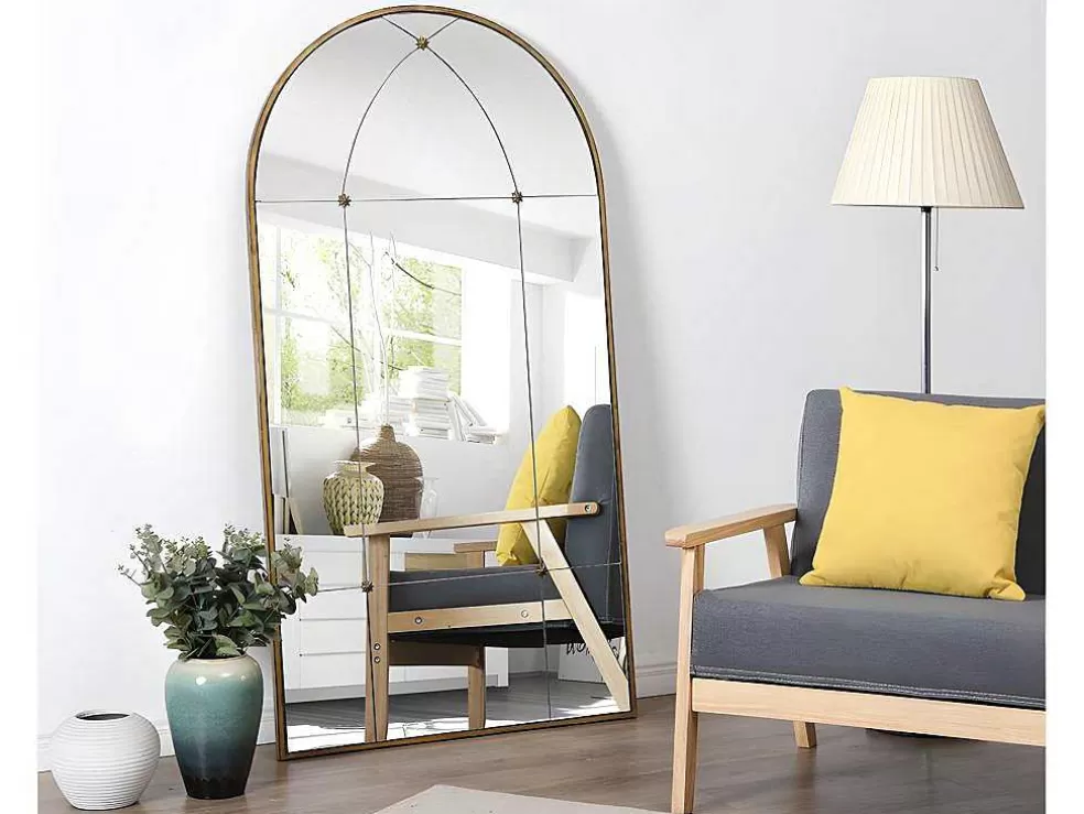 OZAIA Espelho Estilo Janela Vintage Em Metal De C. 80 X A. 150 Cm Cor Dourado Antigo - Palmyre* Espelhos
