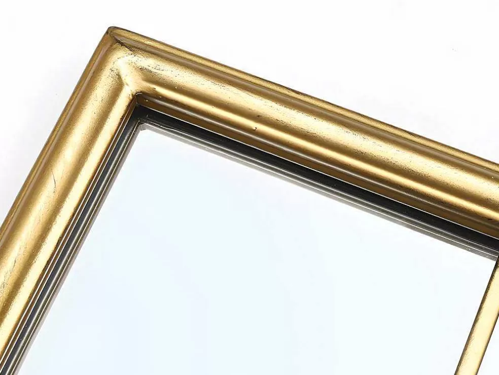 OZAIA Espelho Estilo Vitral Vintage Em Metal De C. 80 X A. 120 Cm Cor Dourado Antigo - Anias* Espelhos