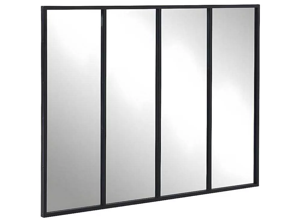 OZAIA Espelho Janela De Atelie Estilo Industrial Em Ferro Disponivel Em Preto - 4 Paineis - A90 X C120 Cm - Dudley* Espelhos