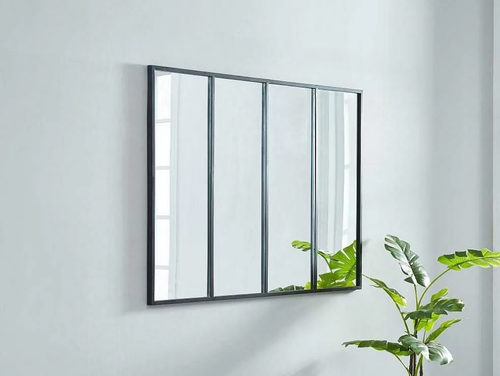 OZAIA Espelho Janela De Atelie Estilo Industrial Em Ferro Disponivel Em Preto - 4 Paineis - A90 X C120 Cm - Dudley* Espelhos