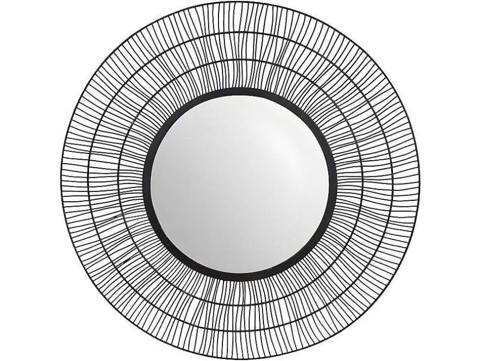 OZAIA Espelho Redondo Em Amacao D.80 Cm Em Ferro Preto Estilo Etnico - Theodore* Espelhos