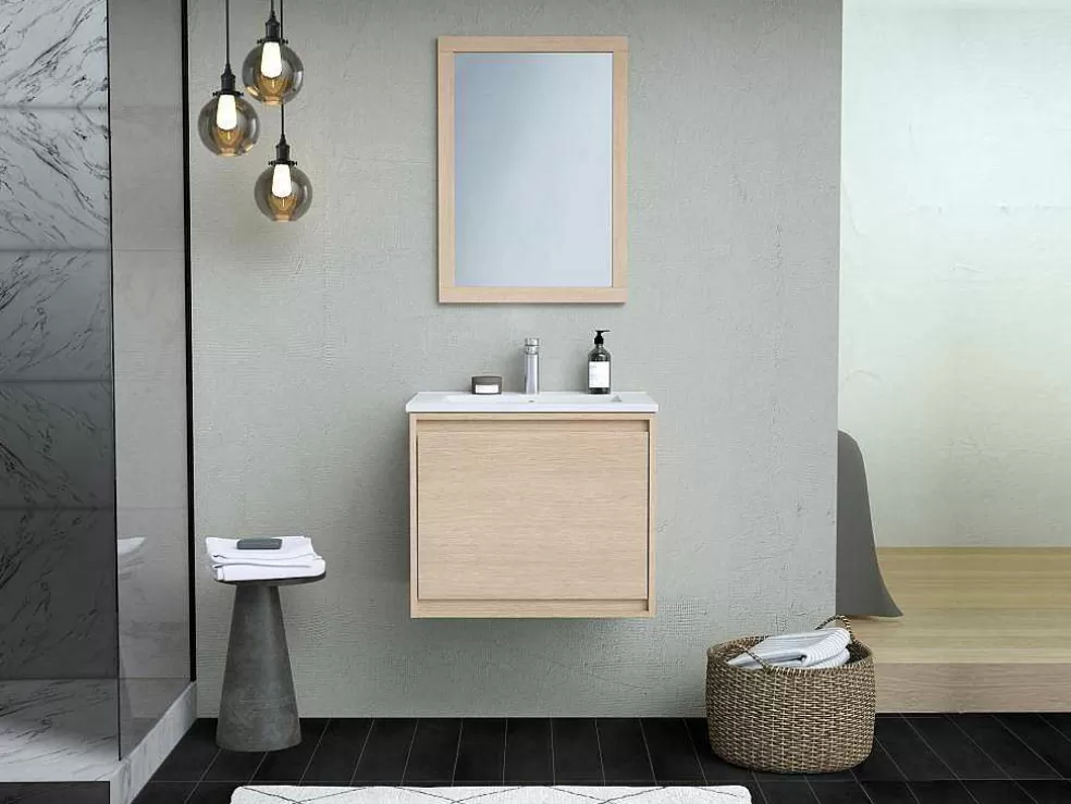 Vente-unique Espelho Retangular Com Contorno Em Folha De Carvalho L50 X A70 Cm - Timea* Espelhos