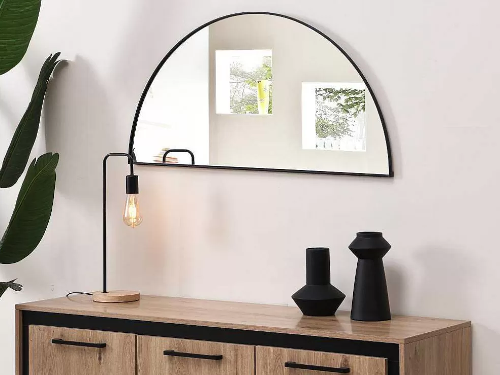 OZAIA Espelho Semicirculo Design Em Metal C50 X A100 Cm Preto - Gavra* Espelhos