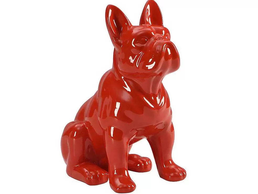 OZAIA Estátua De Buldogue Em Resina De C. 27 X L. 16 X A. 32 Cm Cor Vermelho - Doggo* Estátua