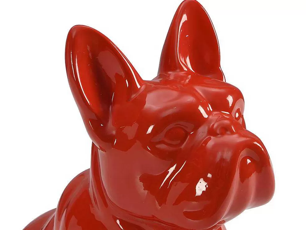 OZAIA Estátua De Buldogue Em Resina De C. 27 X L. 16 X A. 32 Cm Cor Vermelho - Doggo* Estátua