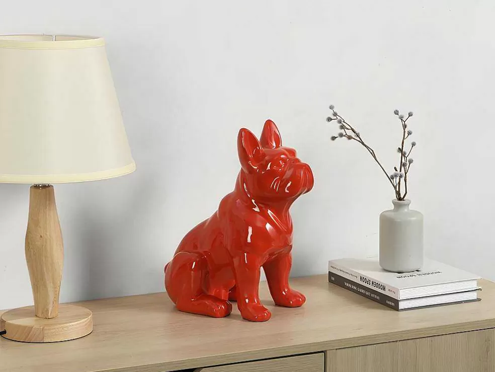 OZAIA Estátua De Buldogue Em Resina De C. 27 X L. 16 X A. 32 Cm Cor Vermelho - Doggo* Estátua